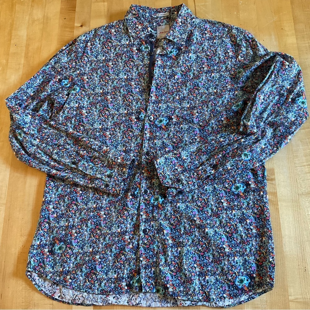 Signum Berlin 1926 Abstract Paint Splatter Modern Fit Wearable Art Button Up Med - Picture 8 of 16